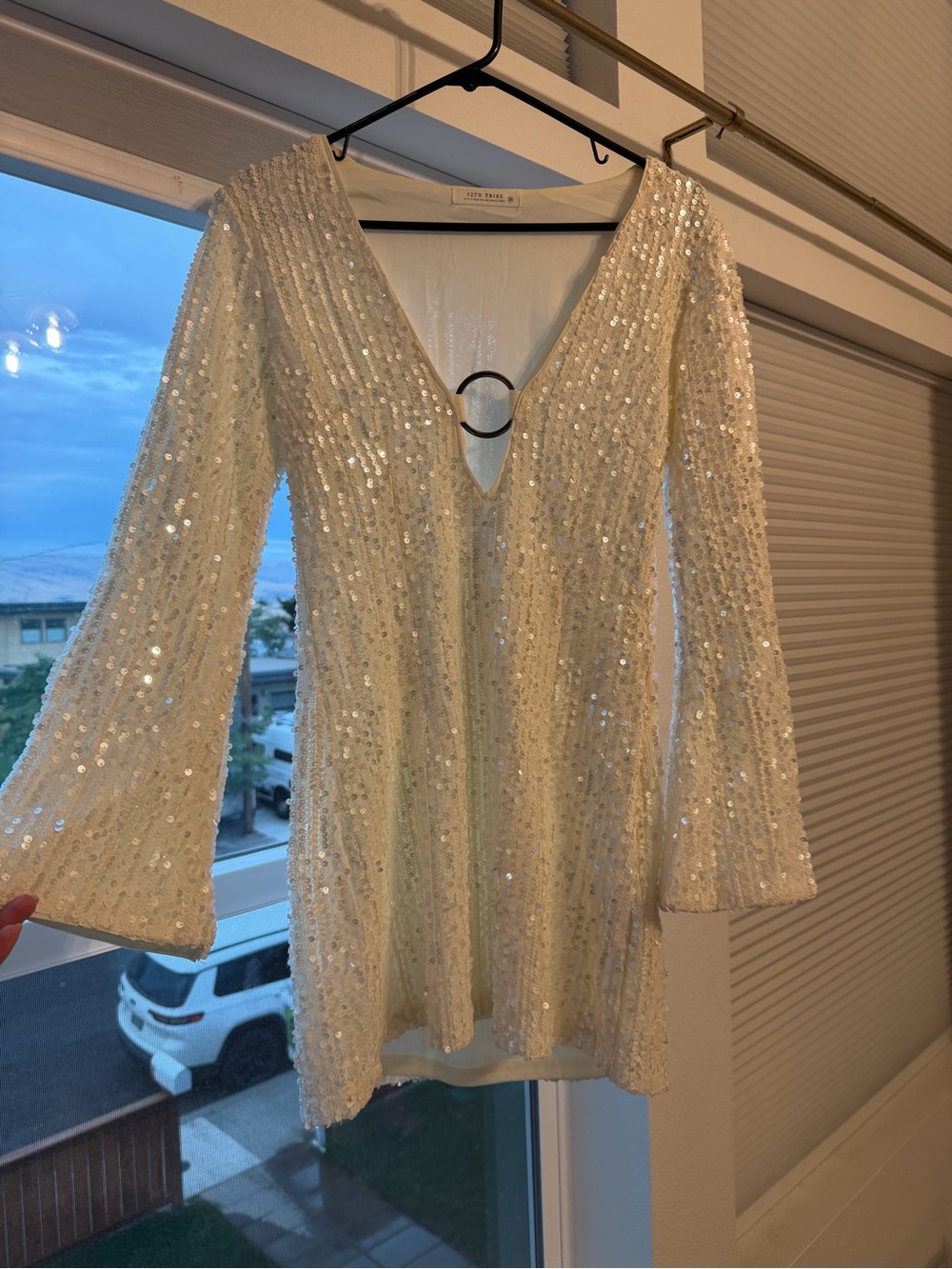 12th Tribe Nerina white sequin mini dress